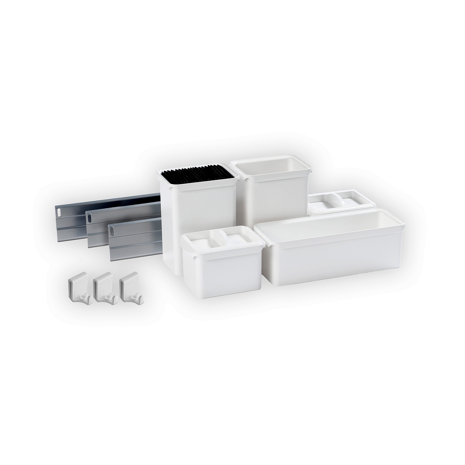 Набор емкостей №5 Юбокс, Диспенса / Диспенса Джуниор 300 мм ТИТАН/Белые Kessebohmer | официальный магазин