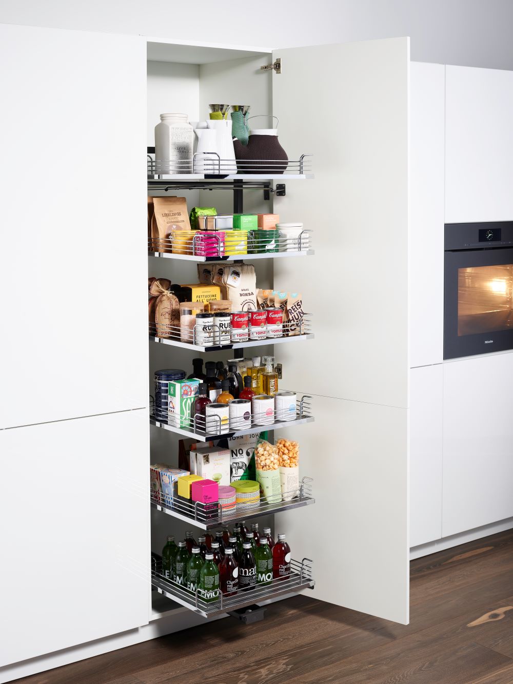 КОМПЛЕКТ Тандем Соло 600 мм, H 1300, Арена КЛАССИК, 4 полки, цвет ХРОМ Kessebohmer | официальный магазин