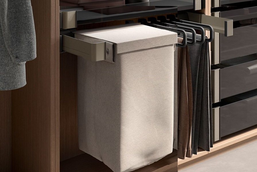 КОМПЛЕКТ Мешок для белья 450 мм Конеро W 760-820 мм, D 475 мм; мешок широкий 1 шт; вешалки 4 шт; шампань Kessebohmer | официальный магазин