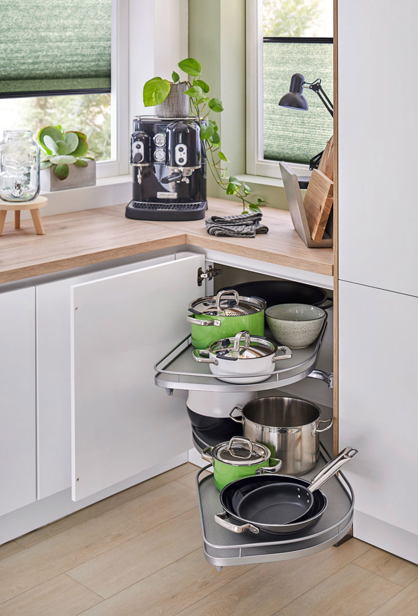 КОМПЛЕКТ правый, Леманс 600 мм, H 720-900, Арена КЛАССИК, 2 полки, 2 доводчика, цвет ТИТАН Kessebohmer | официальный магазин