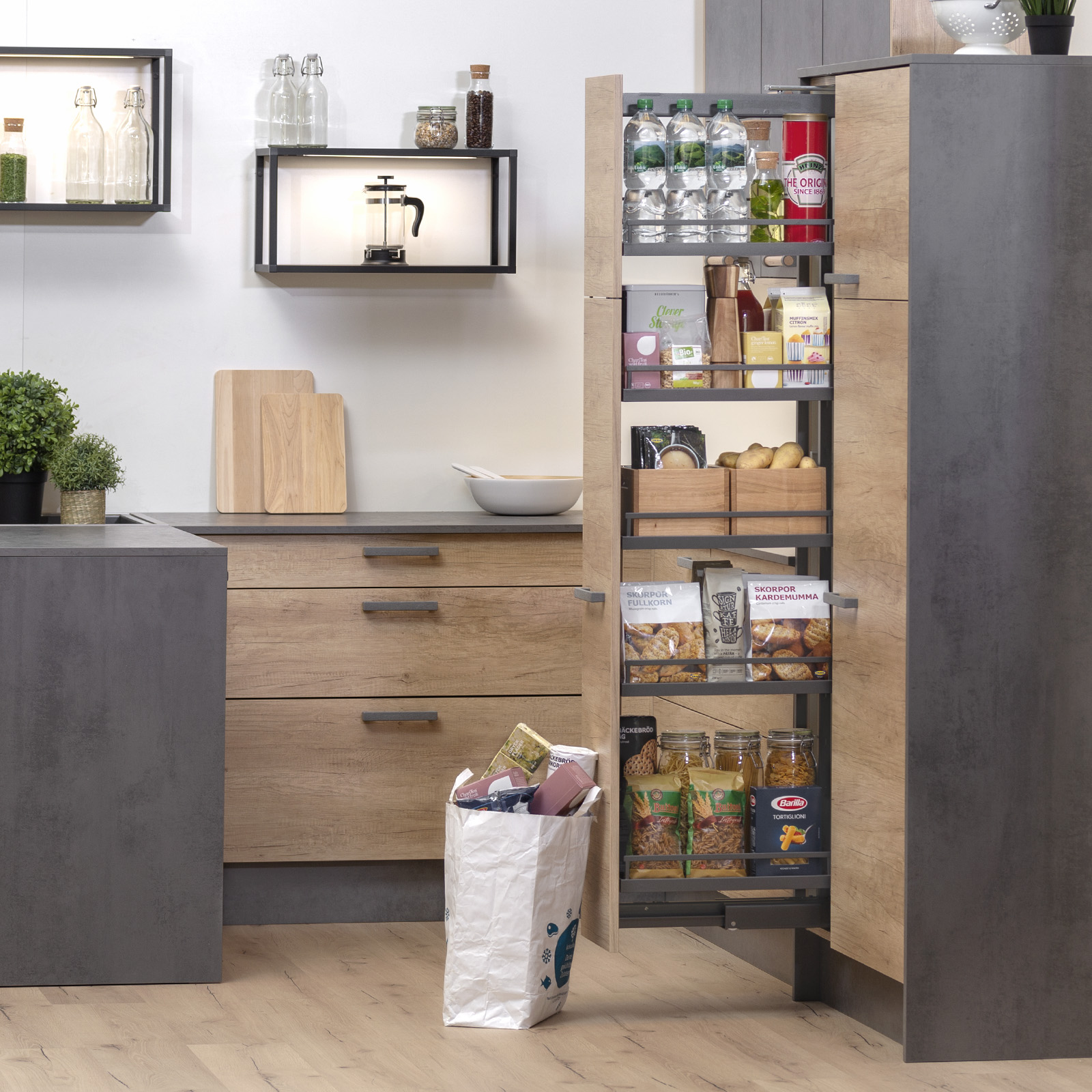 КОМПЛЕКТ ЧВ, Диспенса 90° 300 мм, H 1200-1600, Арена СТИЛЬ, 4 полки, цвет АНТРАЦИТ Kessebohmer | официальный магазин