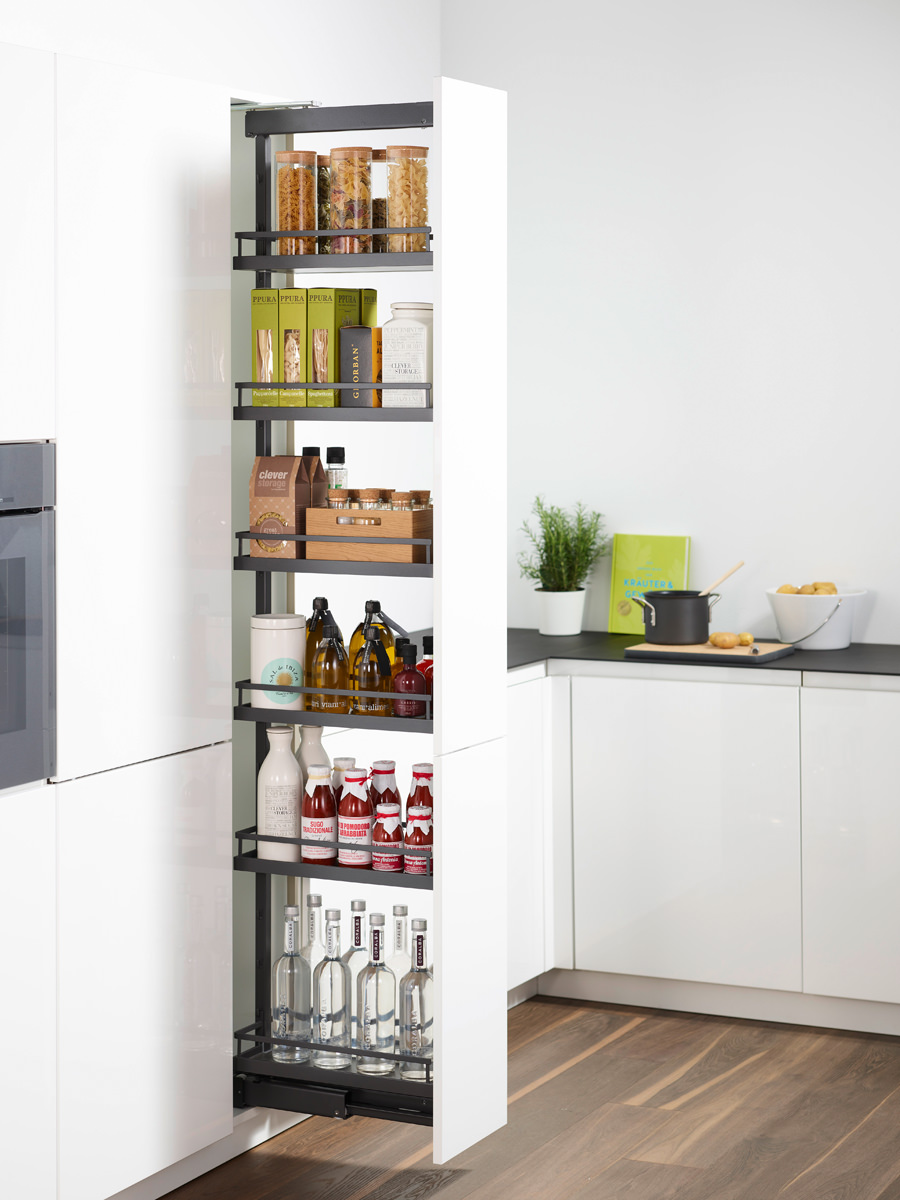 КОМПЛЕКТ ПВ, Диспенса 90° 300 мм, H 1200-1600, Арена СТИЛЬ, 4 полки, цвет АНТРАЦИТ Kessebohmer | официальный магазин